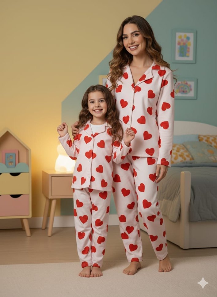 Uzun Kollu, Baskılı Rahat Kadın Pijama Takımı - Görsel 2