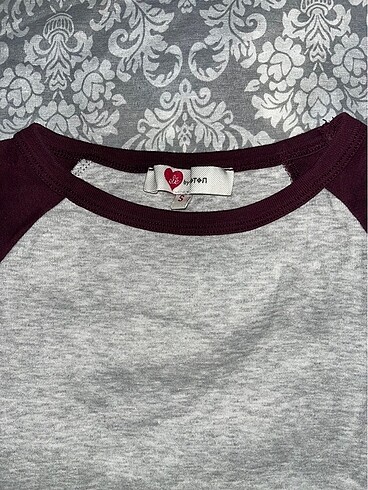 Koton Gri bordo reglan kollu bluz