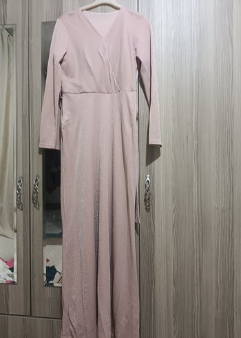 Zara Pembe V Yakalı Uzun Kollu Salaş Elbise