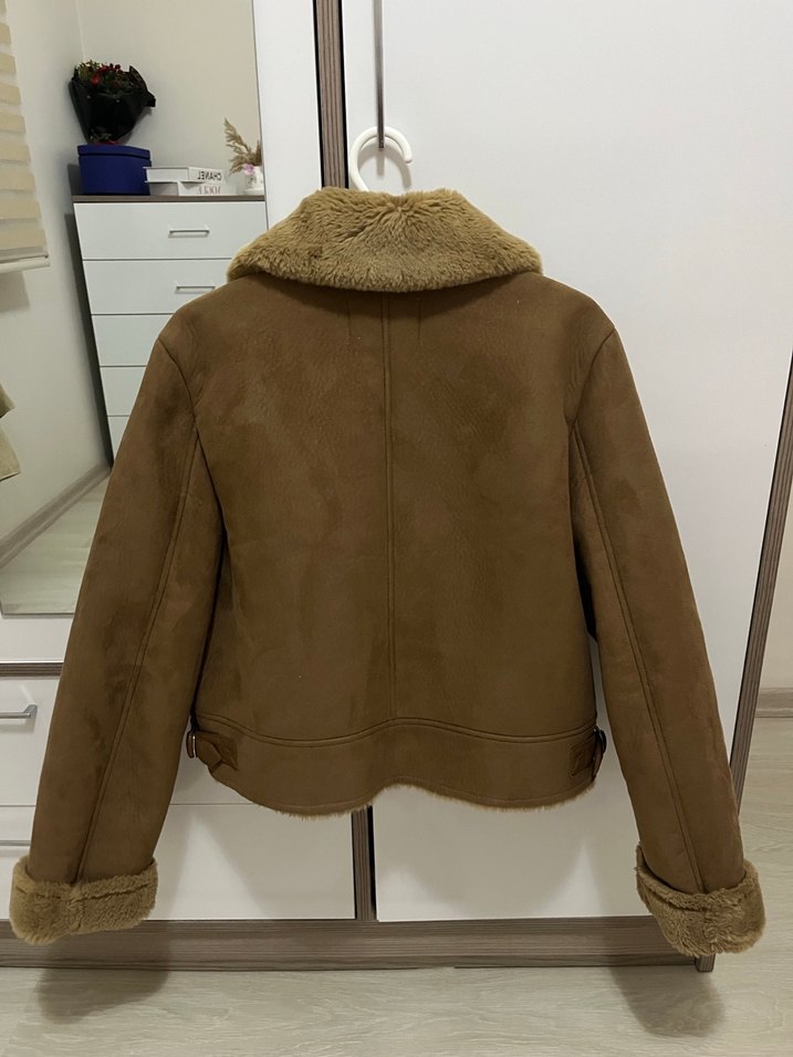 Kürklü Kahverengi Kadın Süet Ceket - Görsel 2