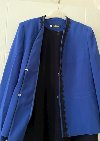 Uzun Kollu Mavi Kadın Takım Elbise - Görsel 3