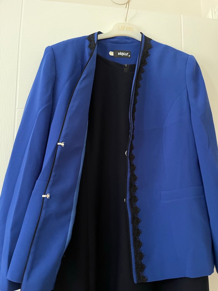 Uzun Kollu Mavi Kadın Takım Elbise - Görsel 3