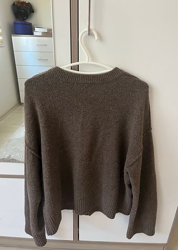 Düğmeli Kahverengi Kadın Yün Hırka - Görsel 2