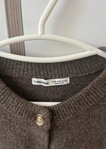 Düğmeli Kahverengi Kadın Yün Hırka - Görsel 3