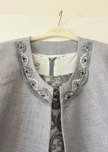 Gri Nakışlı Uzun Kadın Takım - Görsel 5