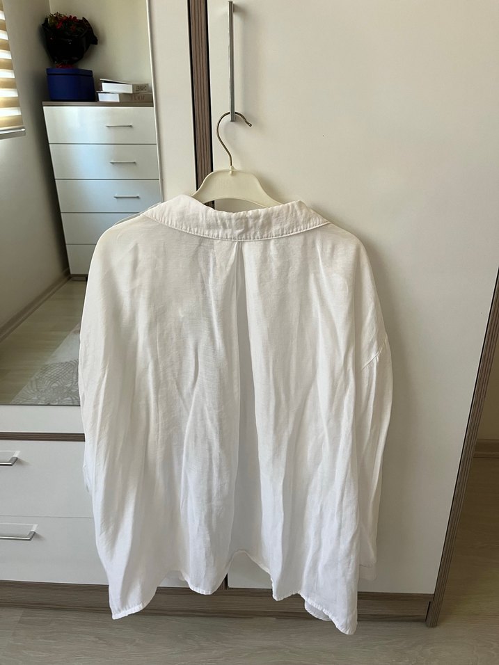 Loreen Beyaz Keten Gömlek - Görsel 2