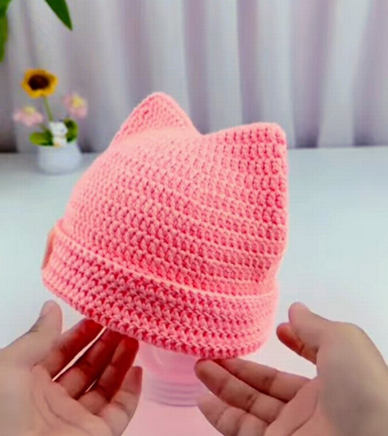 Pembe Örgü çocuk Bere - Görsel 2