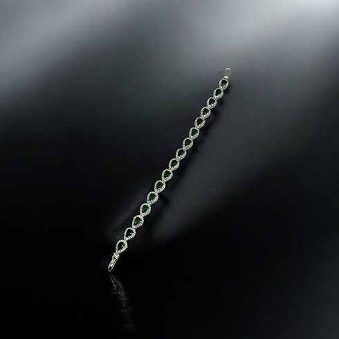 925 I Damla Bileklik (Emerald)