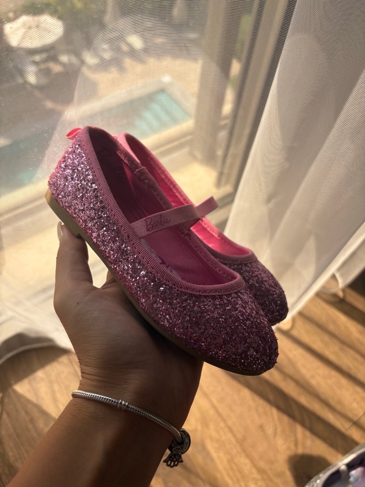 Pembe Simli Kız Çocuk Babet Ayakkabı - Görsel 3