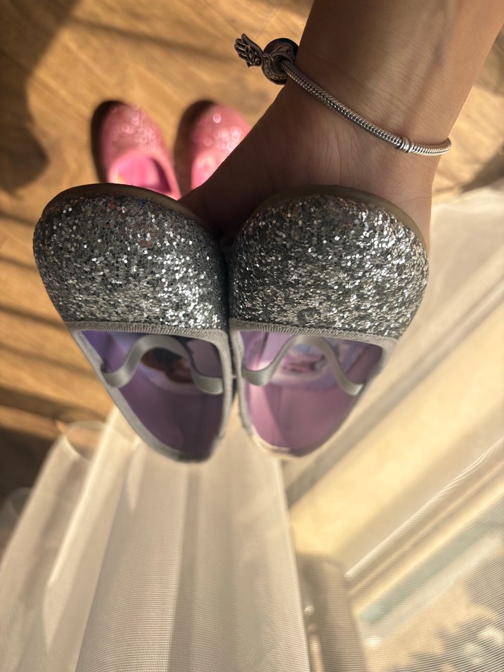 Kız Çocuk Gri Simli Babet Ayakkabı - Görsel 3