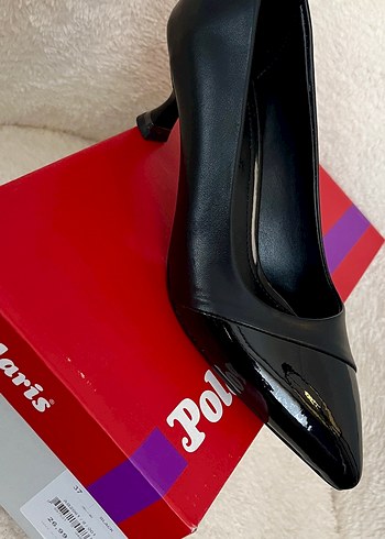 Polaris Kadın Siyah Rugan Topuklu stiletto