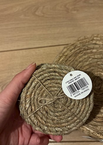 Bohem Tarzı Kahverengi Hasır Tabak ve Altlıkları - Görsel 2