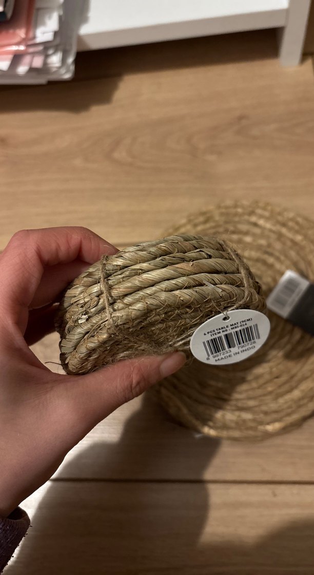 Bohem Tarzı Kahverengi Hasır Tabak ve Altlıkları - Görsel 5