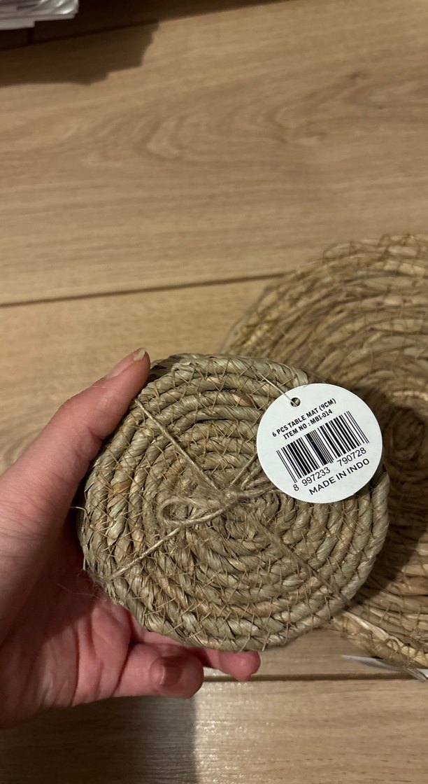 Bohem Tarzı Kahverengi Hasır Tabak ve Altlıkları - Görsel 2