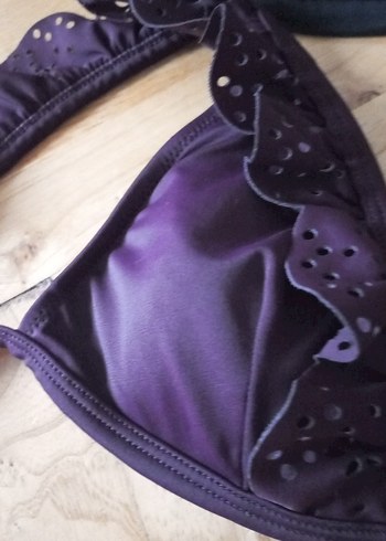 Mor Fırfırlı Strappy Bikini Üstü - Görsel 4