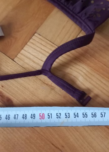 Mor Fırfırlı Strappy Bikini Üstü - Görsel 7