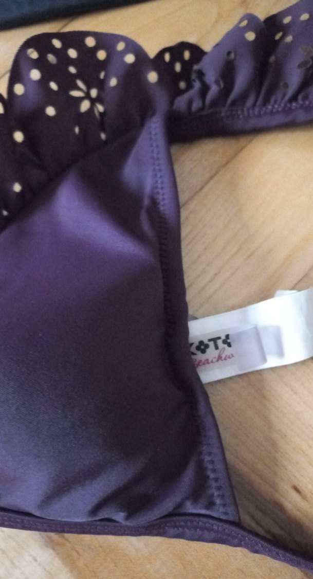 Mor Fırfırlı Strappy Bikini Üstü - Görsel 5