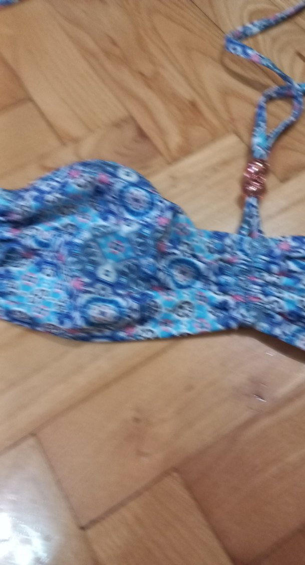 Mavi Batik Desenli Bohem Bikini Üstü - Görsel 2