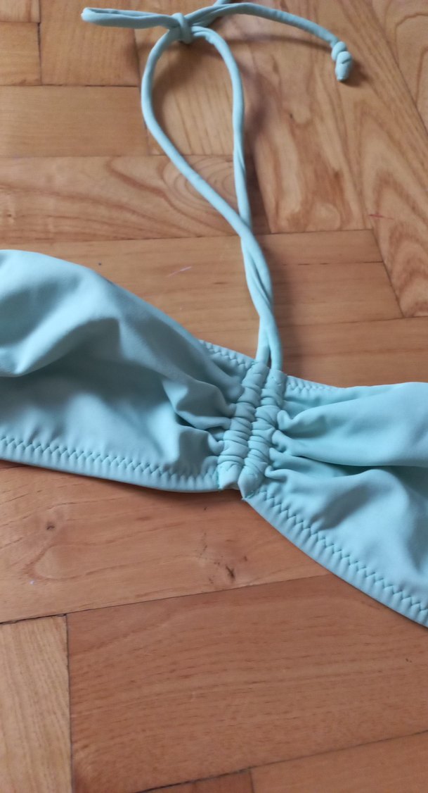 Mavi Pastel Renkli  İnce Askılı Bikini Üstü - Görsel 3