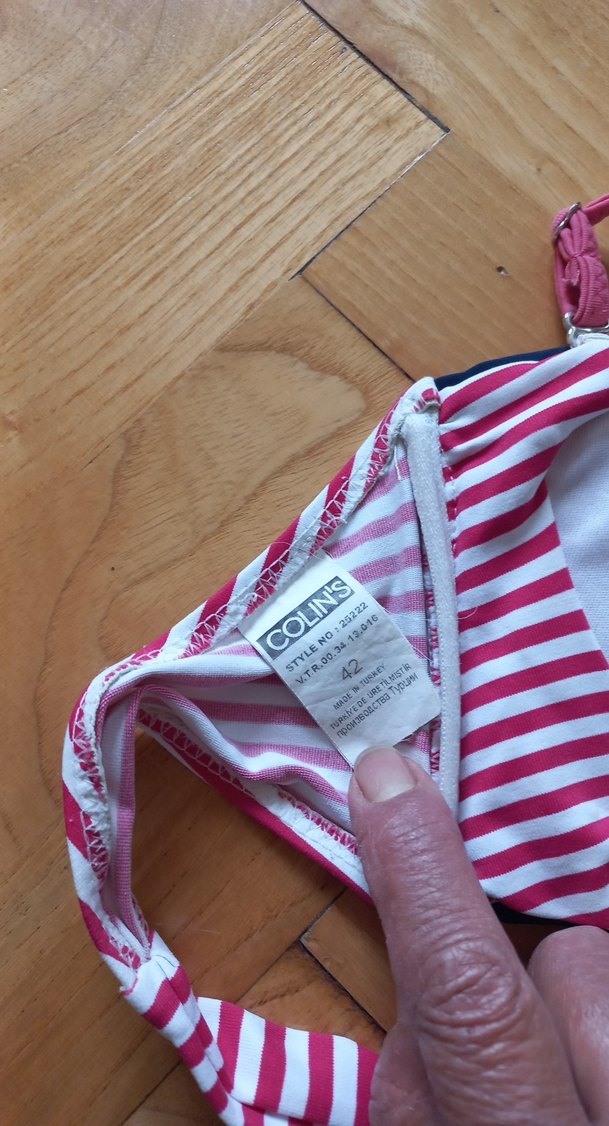 Pembe Çizgili Bağlamalı Bikini Üstü - Görsel 4