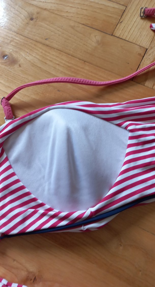 Pembe Çizgili Bağlamalı Bikini Üstü - Görsel 3