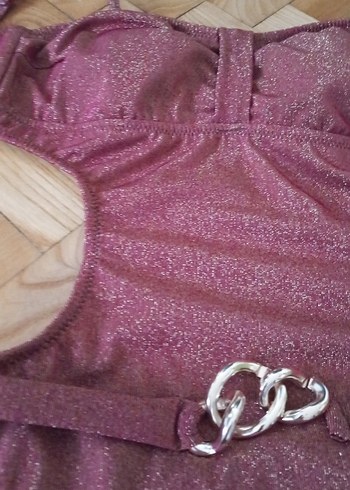 Parlak Pembe Tokalı Askılı Kadın Mayo - Görsel 2