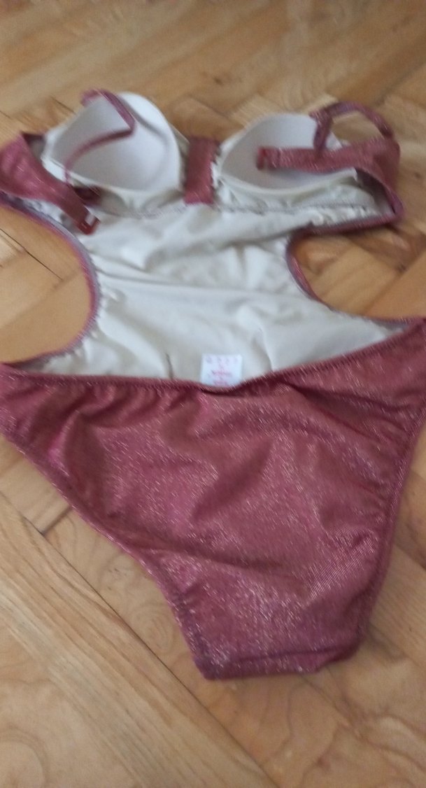 Parlak Pembe Tokalı Askılı Kadın Mayo - Görsel 3