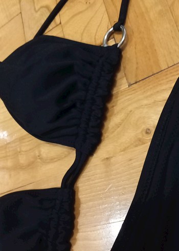 36 Beden siyah Renk Straplez Siyah Bohem Bikini Takımı
