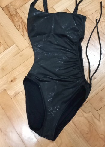 Siyah Strappy yılan derili Kadın Mayo