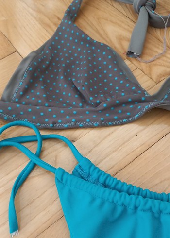 Bohem Tarzda Turkuaz İpli Bikini Takımı - Görsel 2