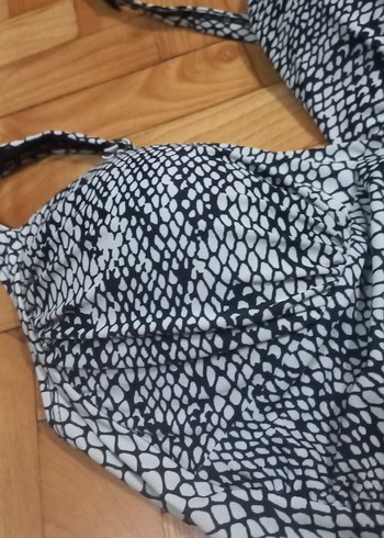 Gri Yılan Desenli Kemerli Kadın Mayo - Görsel 2