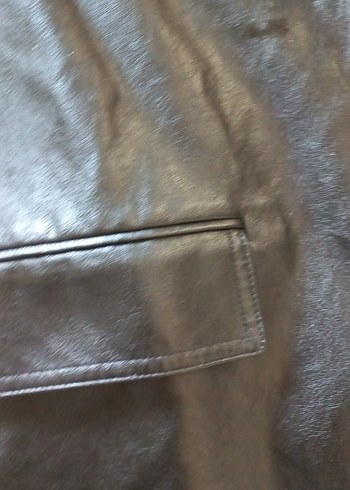 Düğmeli Siyah Deri erkek Ceket - Görsel 5