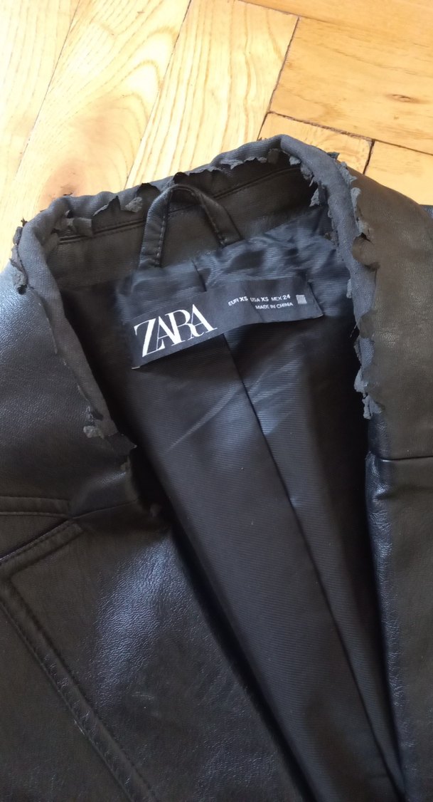 Düğmeli Siyah Deri erkek Ceket - Görsel 2