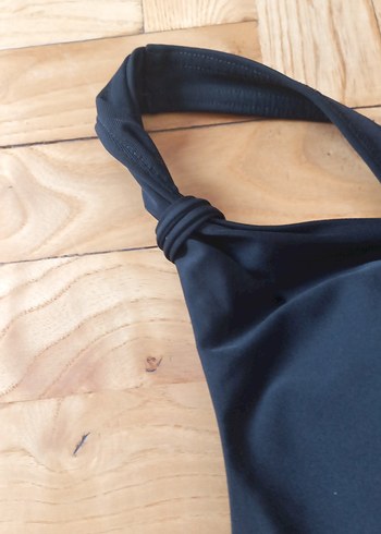 Siyah Drapeli İnce Askılı Mayo - Görsel 4