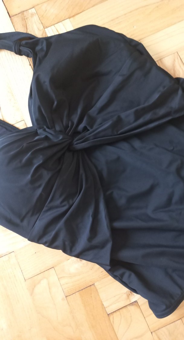 Siyah Drapeli İnce Askılı Mayo - Görsel 3