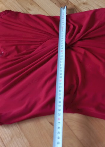 Kırmızı Drapeli Uzun Abiye Elbise - Görsel 10