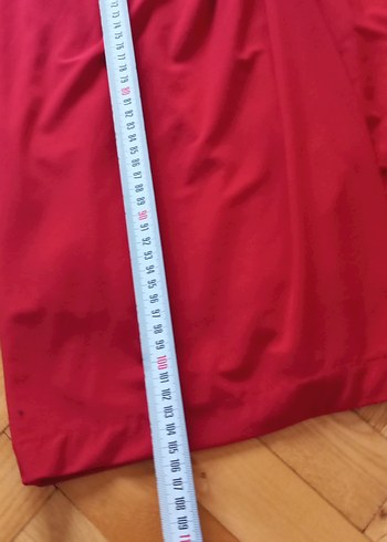 Kırmızı Drapeli Uzun Abiye Elbise - Görsel 8