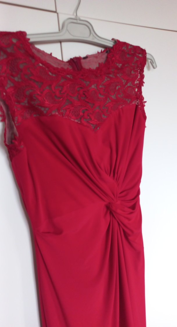 Kırmızı Drapeli Uzun Abiye Elbise - Görsel 2