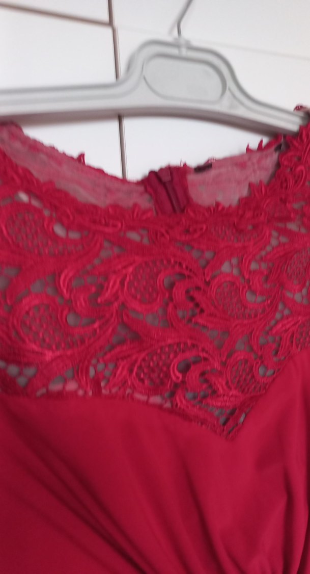 Kırmızı Drapeli Uzun Abiye Elbise - Görsel 3