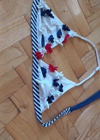 Renkli Fırfırlı Mavi Mini Bikini Üstü