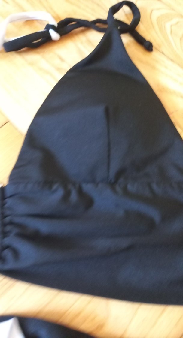 Beyaz Siyah Drapeli Strappy Monokini - Görsel 3