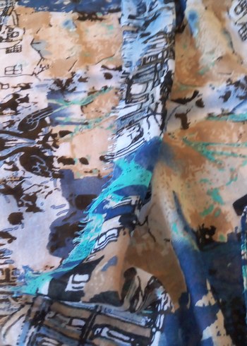 Bohem Tarzda Mavi Desenli Kadın şal pareo - Görsel 2