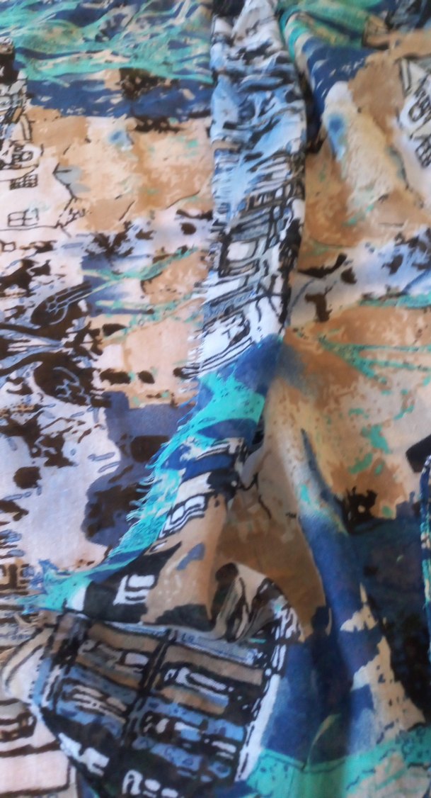 Bohem Tarzda Mavi Desenli Kadın şal pareo - Görsel 2