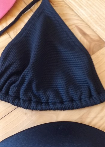 38 Beden pembe Renk Pembe ve Siyah İpli Kadın Bikini Takımı