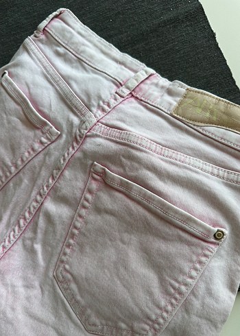 Zara Pembe Regular Fit Midi Kadın Denim Pantolon