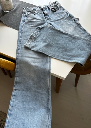 Zara Gri Regular Fit Denim Kadın Pantolon