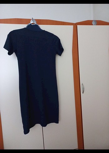 m Beden lacivert Renk Düğmeli Lacivert Denim Midi Elbise