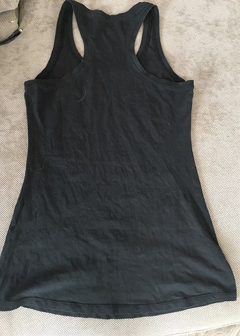 Payetli Baskılı Gri Rock Punk Straplez Kadın Atlet - Görsel 6