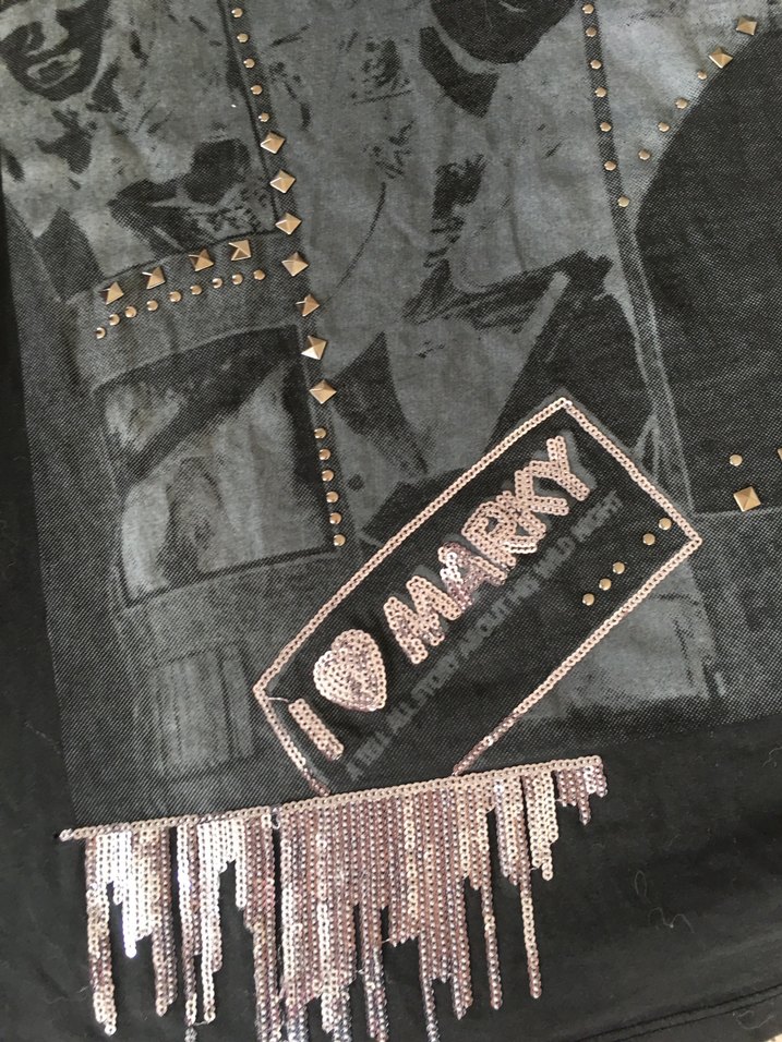 Payetli Baskılı Gri Rock Punk Straplez Kadın Atlet - Görsel 3