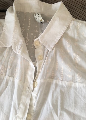 Nakışlı Düğmeli Keten Gömlek - Görsel 5